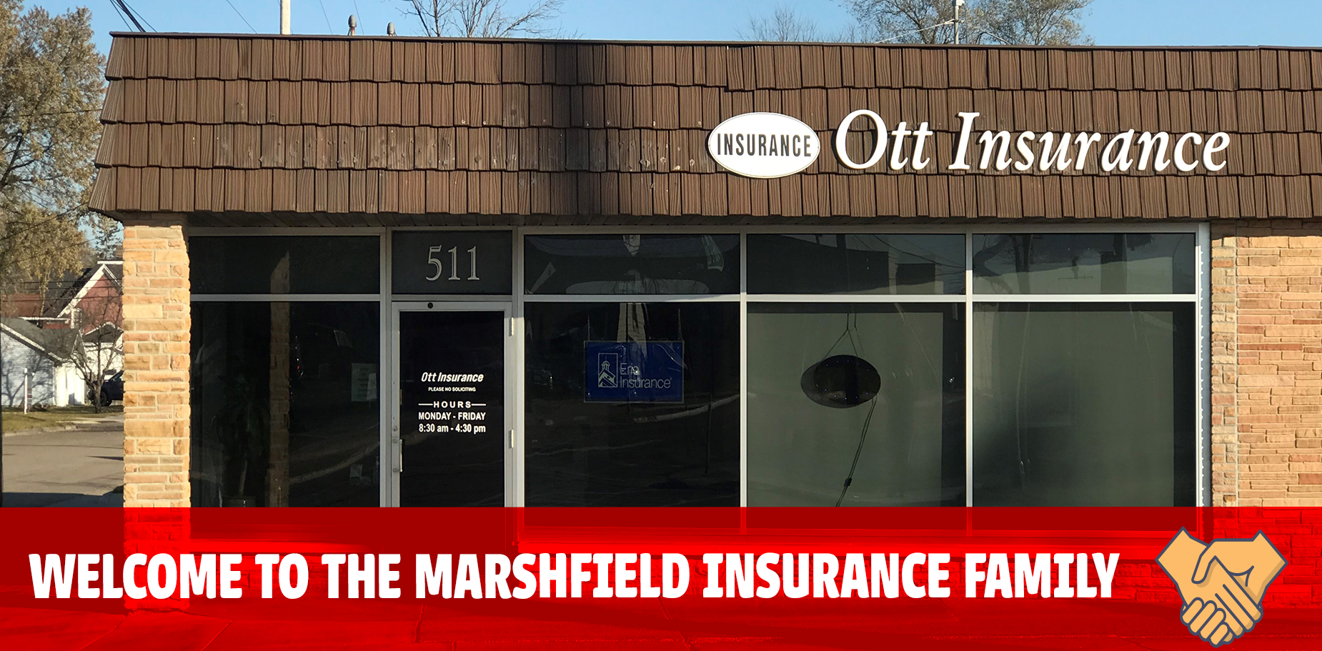 Welcome banner for Ott insurance